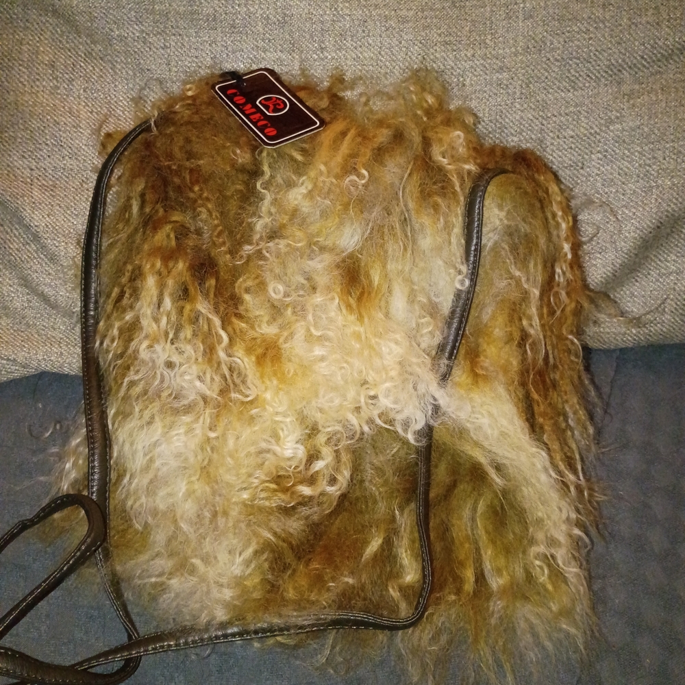 Vintage Comeco Brown and Tan Faux Fur Shoulder Bag